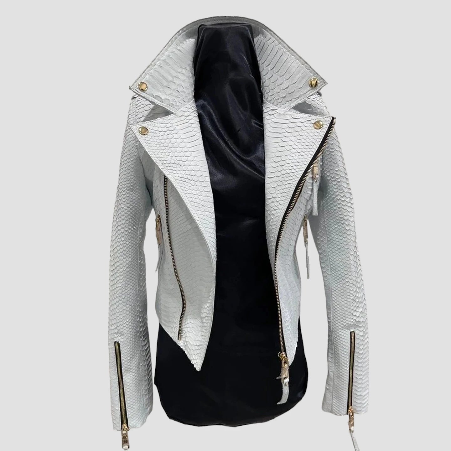 Python leather biker jacket