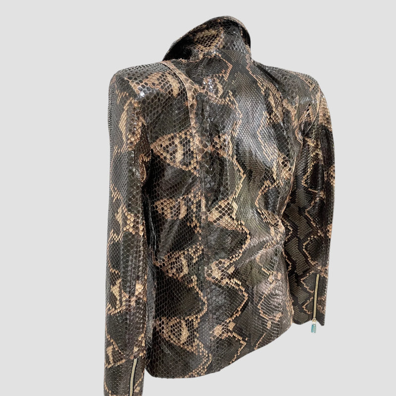 Python leather biker jacket