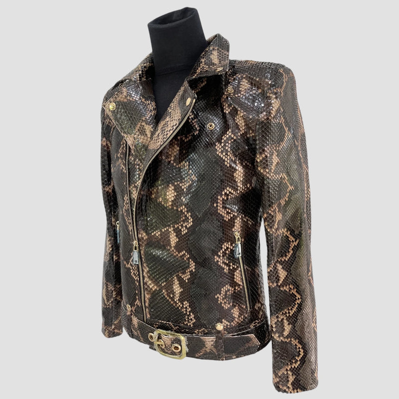 Python leather biker jacket