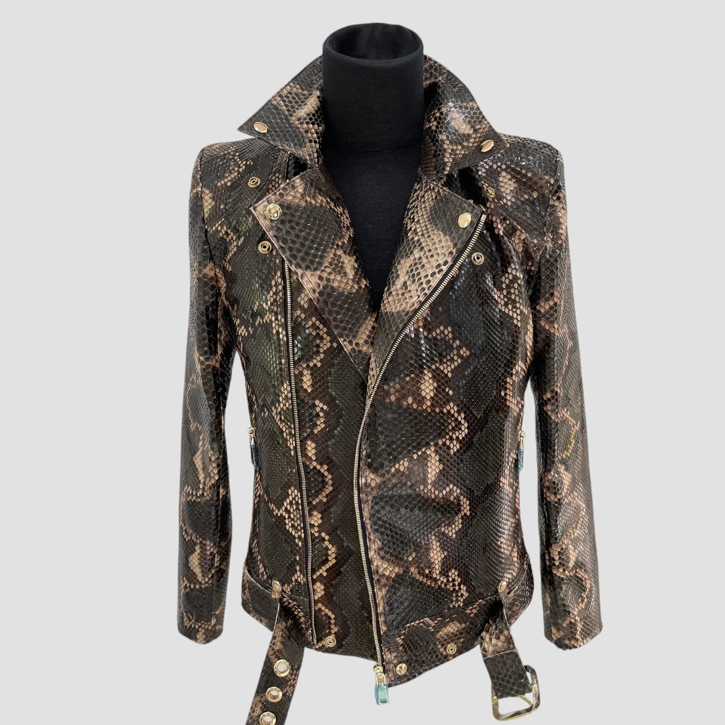 Python leather biker jacket