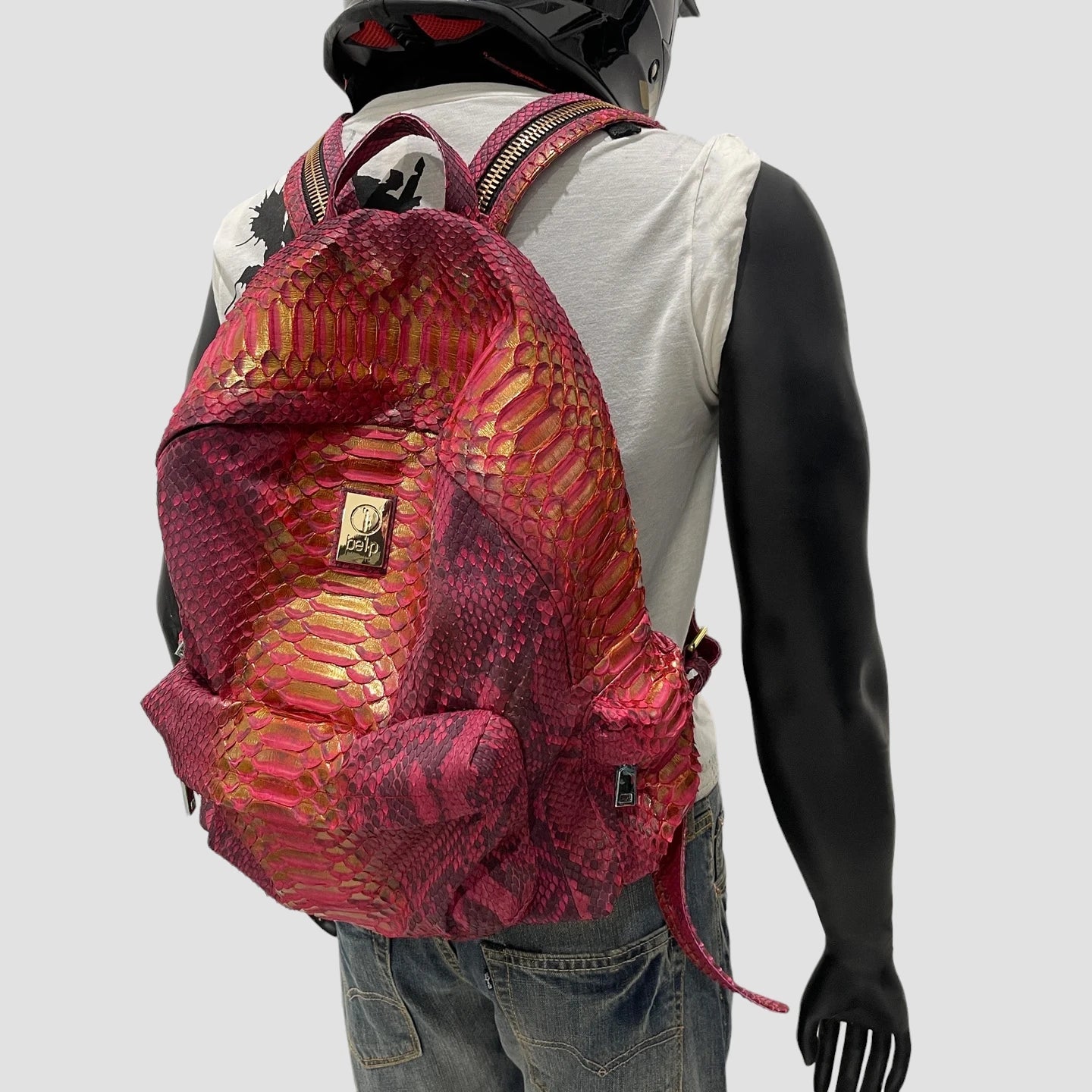 Python leather backpack