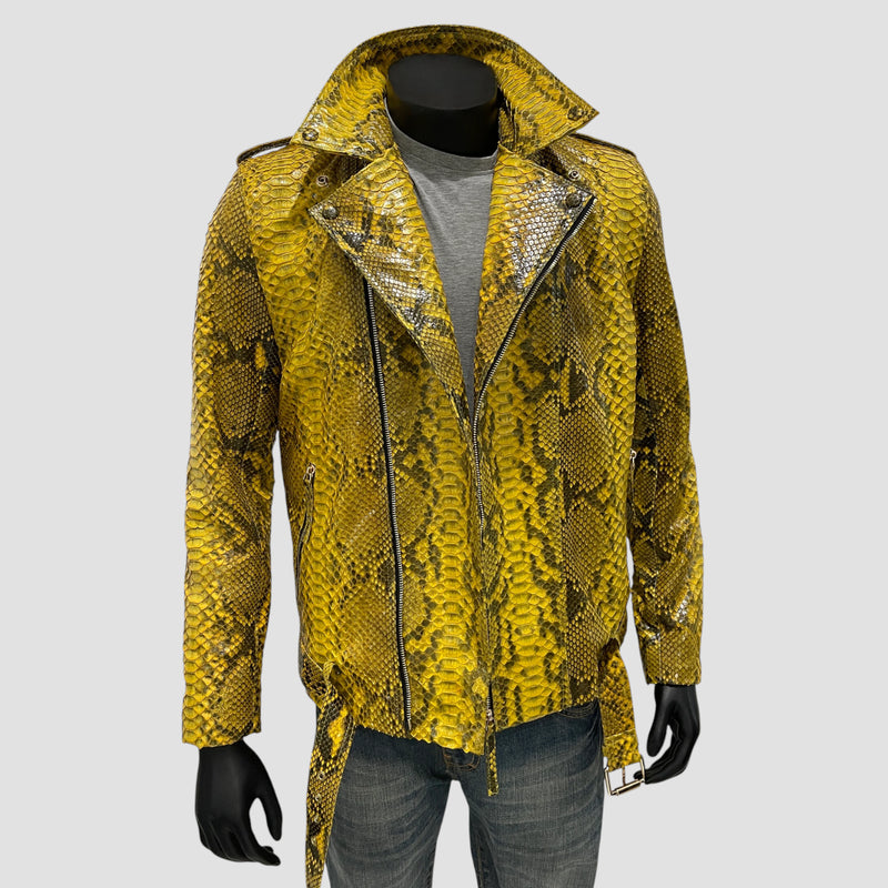 Python leather biker jacket