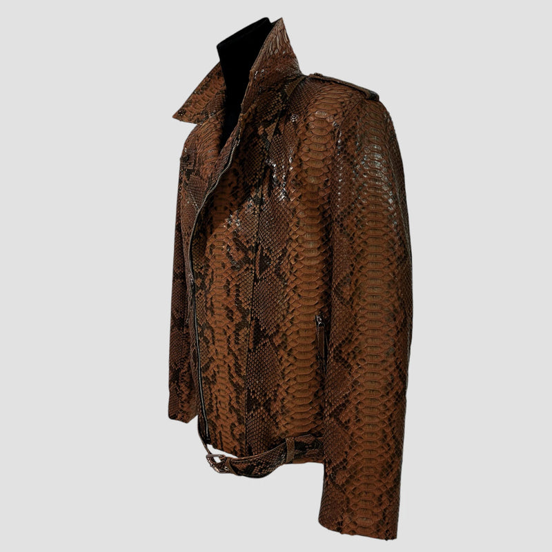 Python leather biker jacket