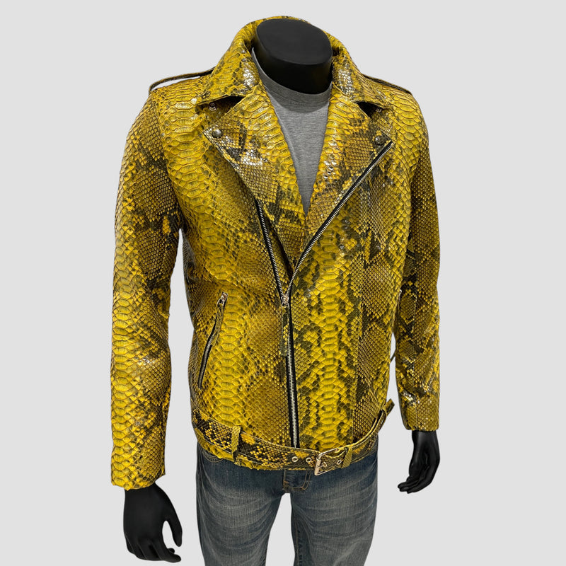 Python leather biker jacket