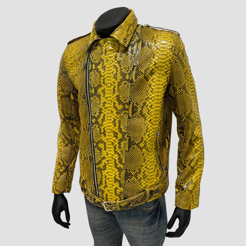 Python leather biker jacket