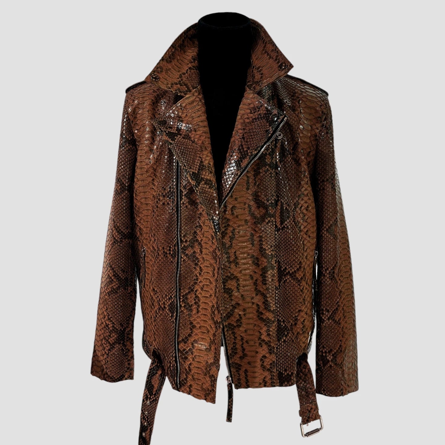 Python leather biker jacket