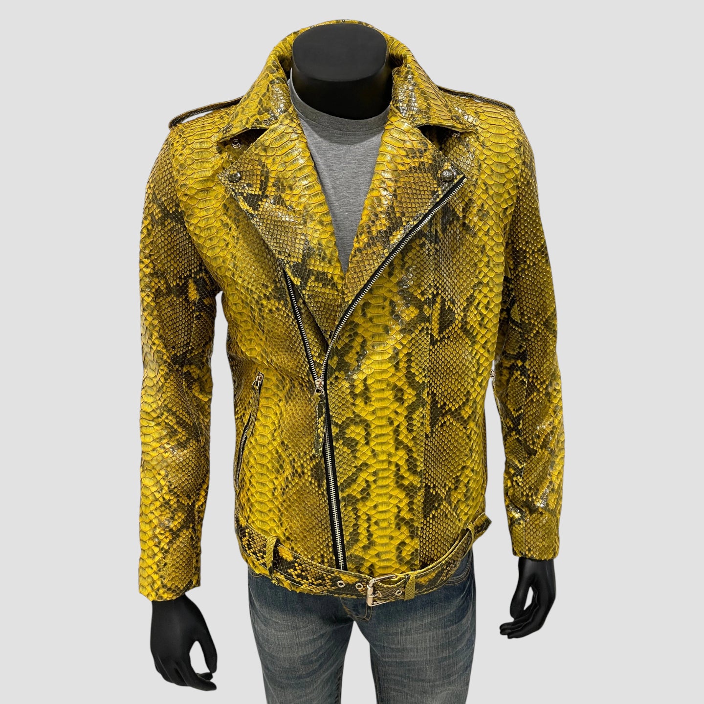 Python leather biker jacket