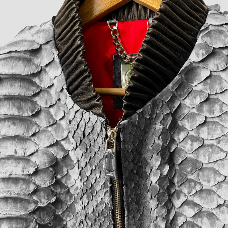 King python leather bomber jacket