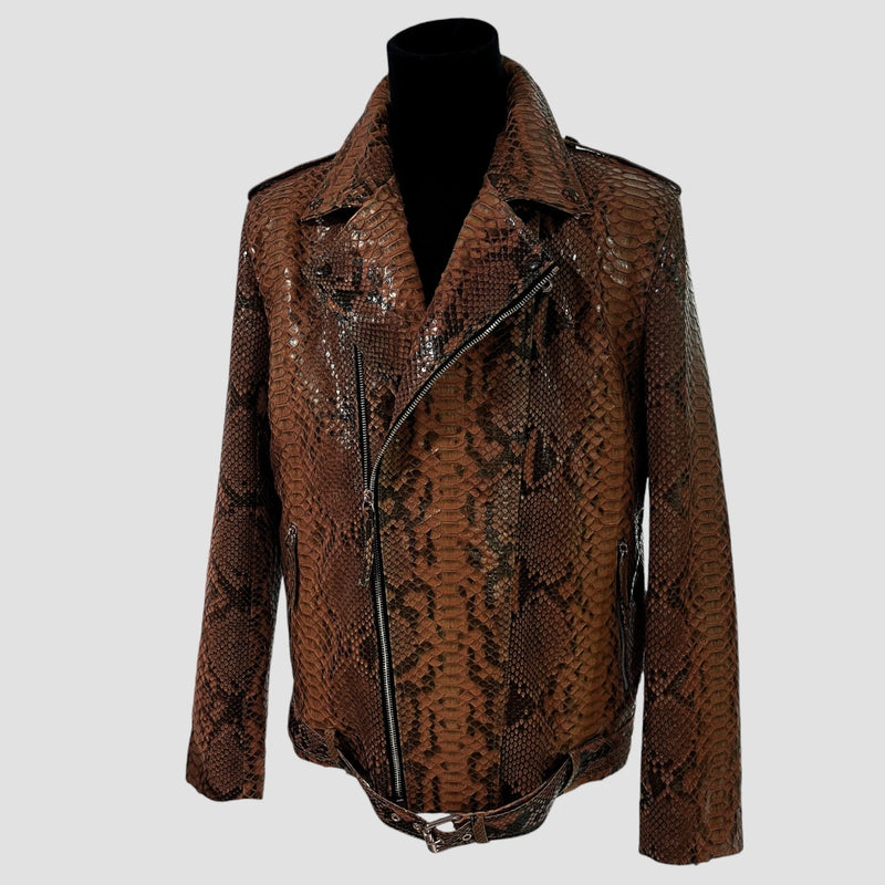 Python leather biker jacket