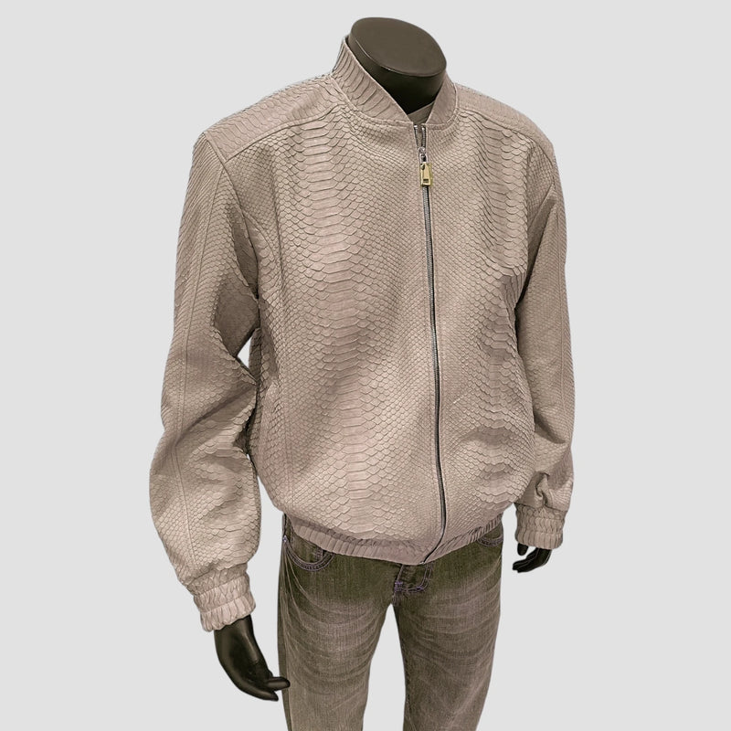 Python leather bomber jacket