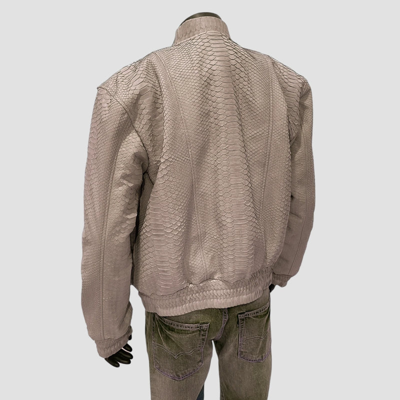 Python leather bomber jacket