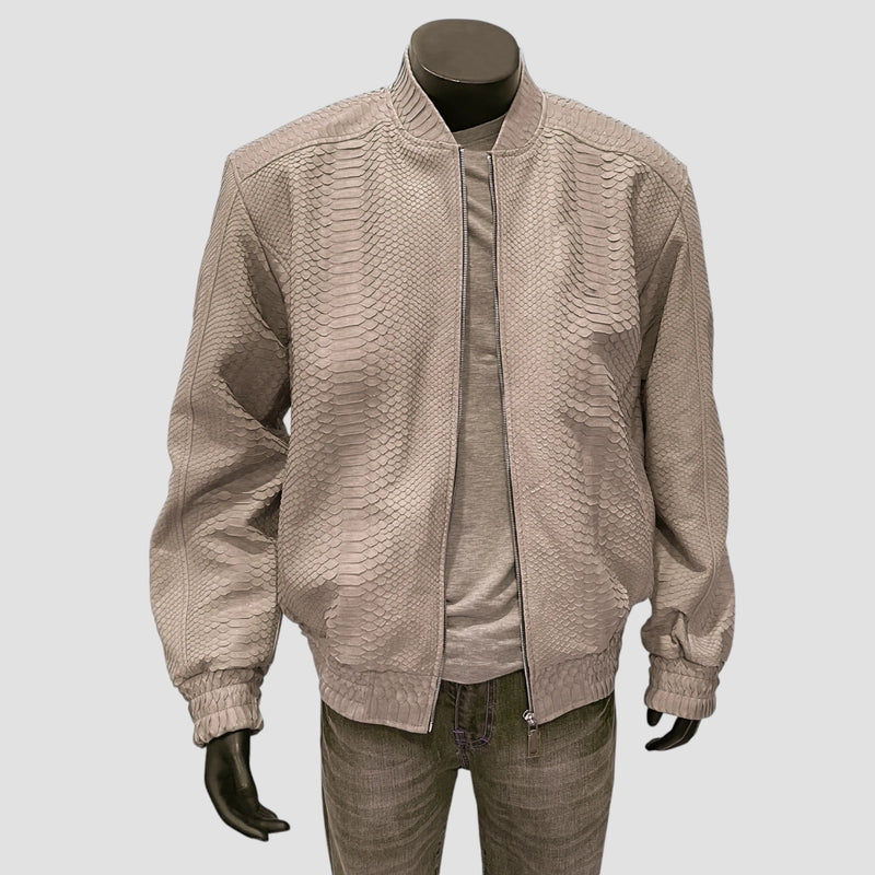 Python leather bomber jacket