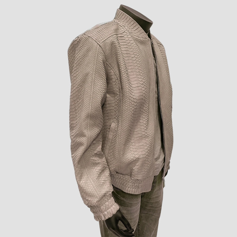 Python leather bomber jacket