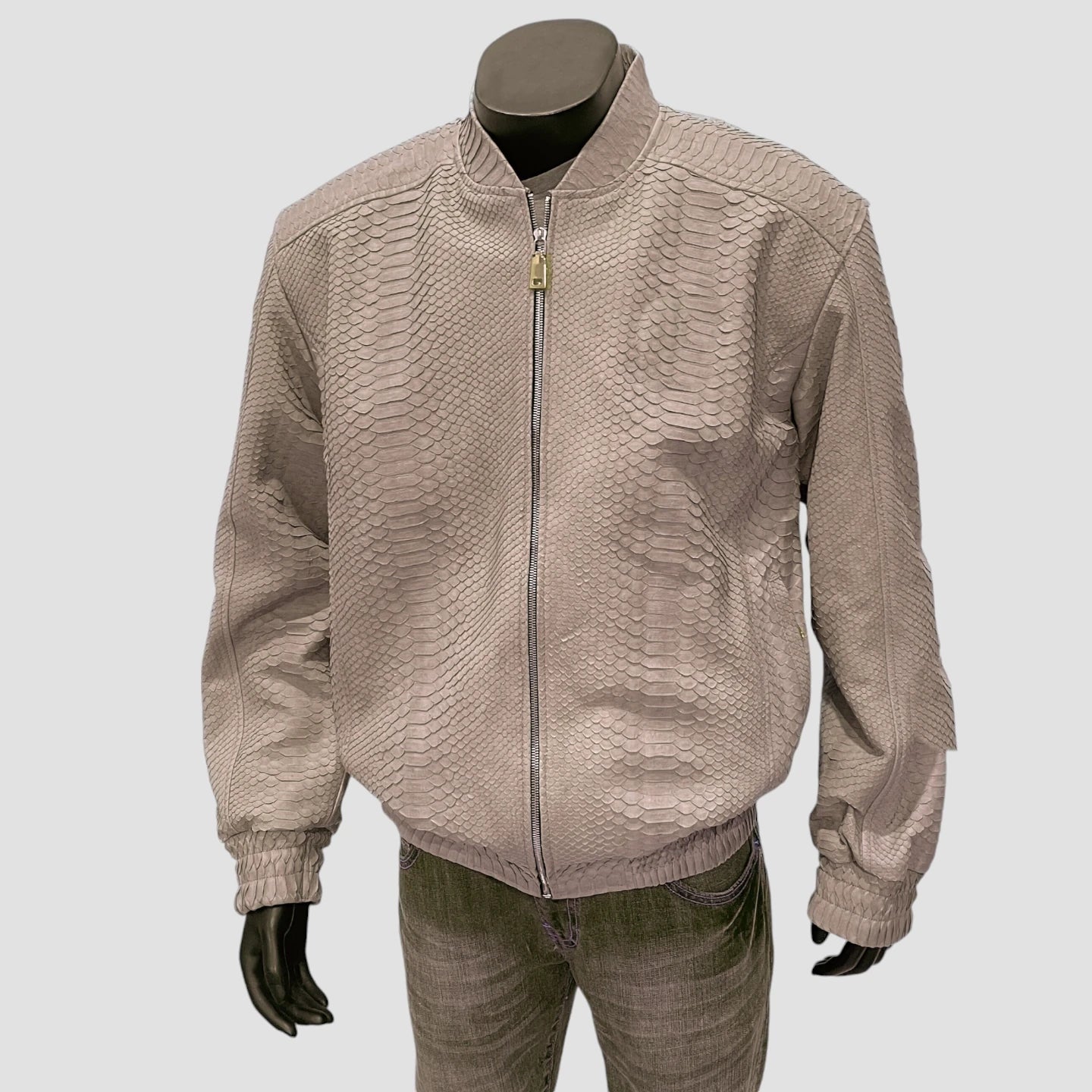 Python leather bomber jacket