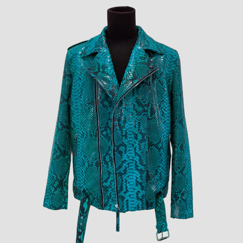 Python leather biker jacket