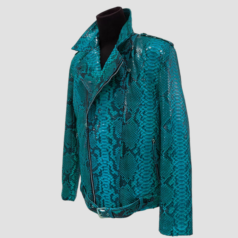 Python leather biker jacket