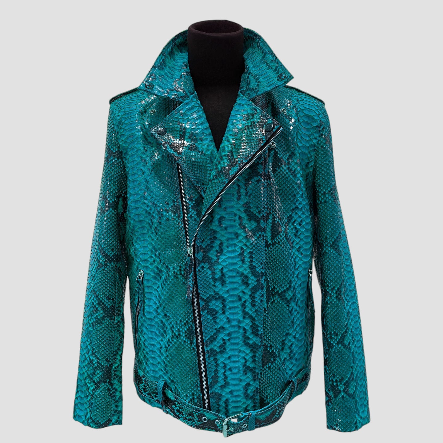 Python leather biker jacket