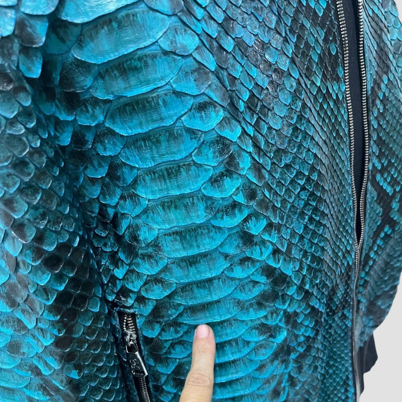 King python leather bomber jacket