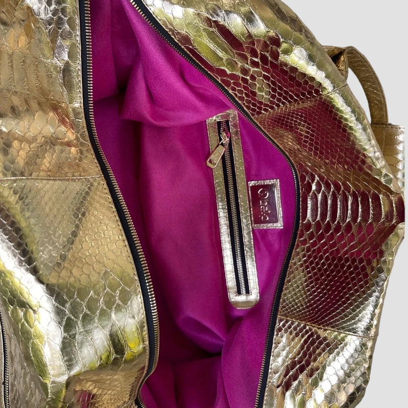 Python leather duffel bag