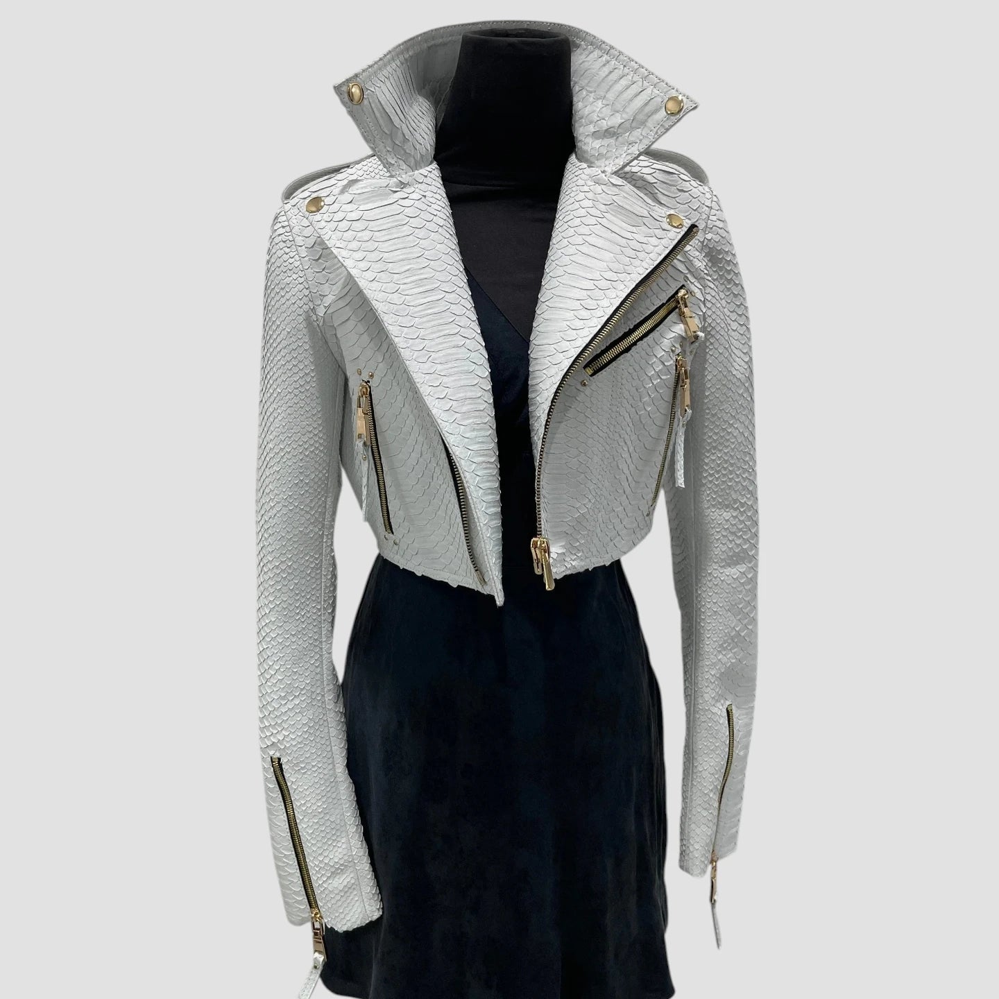 Python leather biker jacket