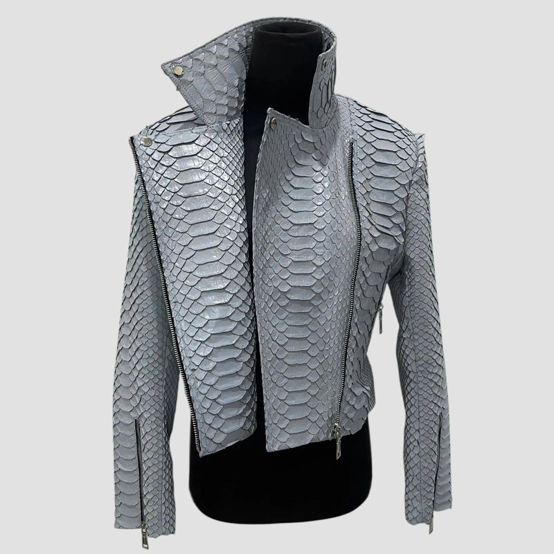 King python leather biker jacket