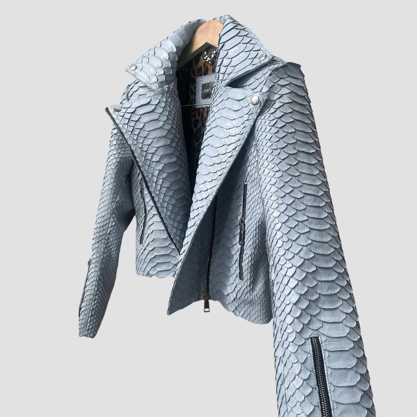 King python leather biker jacket
