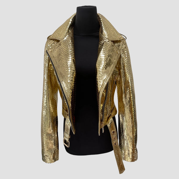 PYTHON LEATHER BIKER JACKET