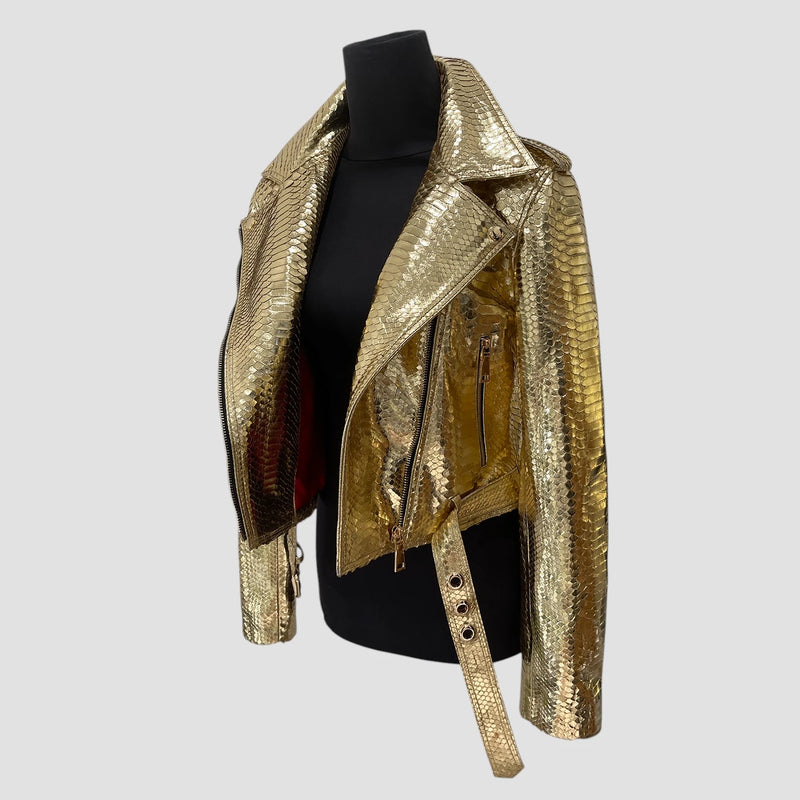 Python leather biker jacket