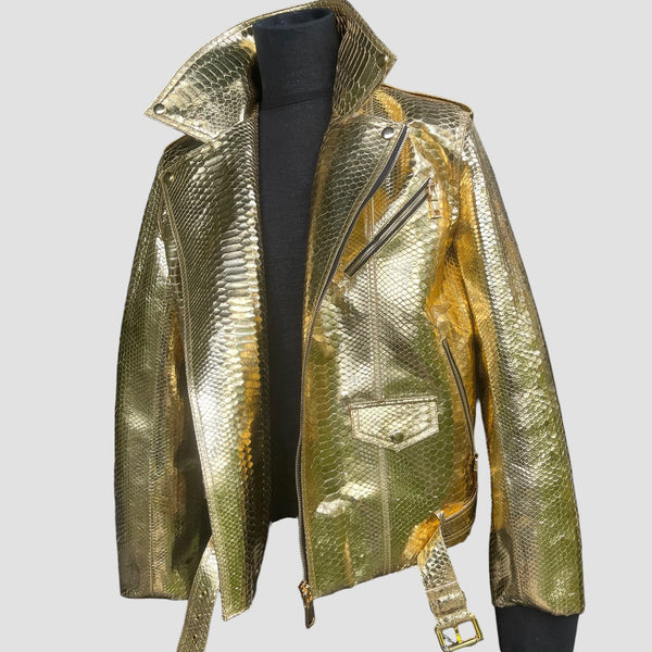 PYTHON LEATHER BIKER JACKET
