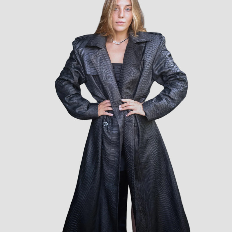 Python leather coat