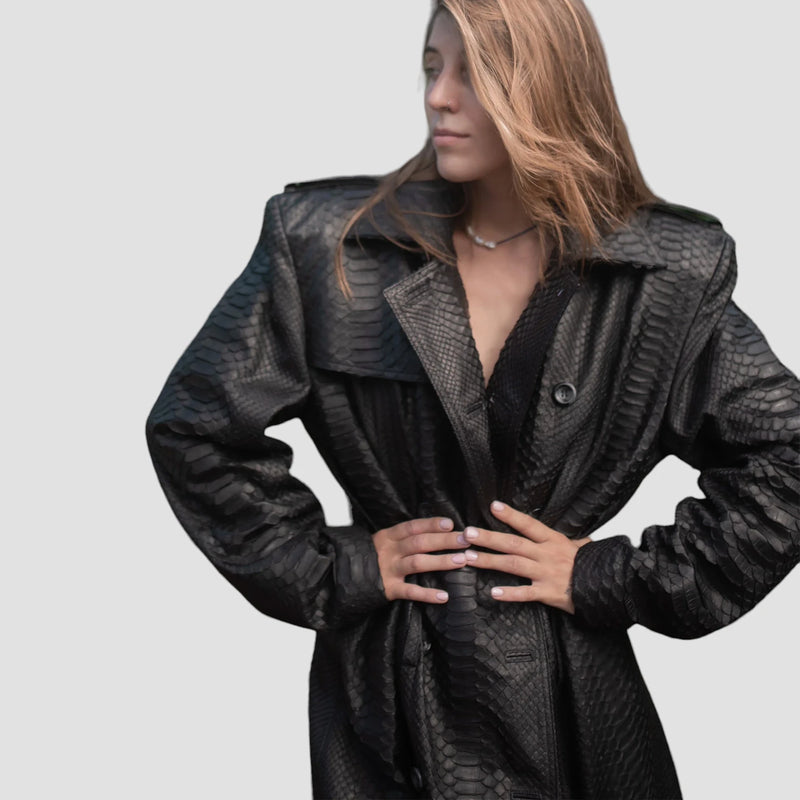 Python leather coat