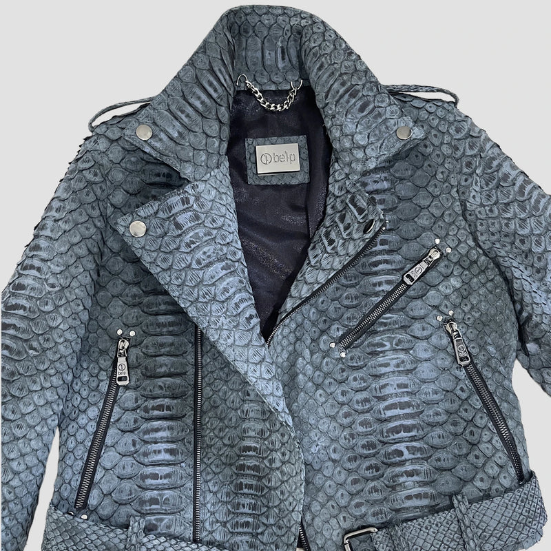 King python leather biker jacket antique