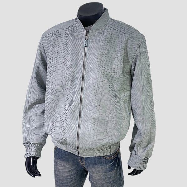 PYTHON LEATHER BOMBER JACKET
