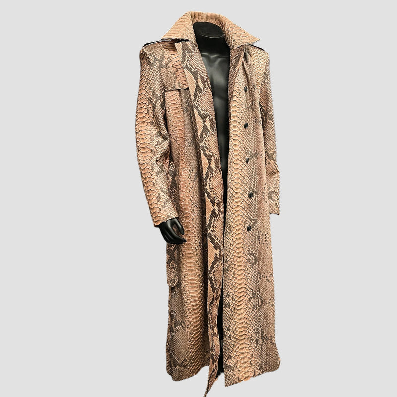 Dragon python leather trench coat