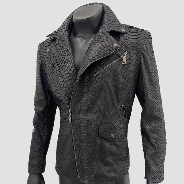 PYTHON LEATHER BIKER JACKET