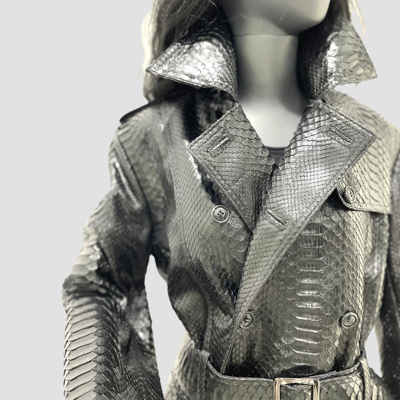Python leather coat