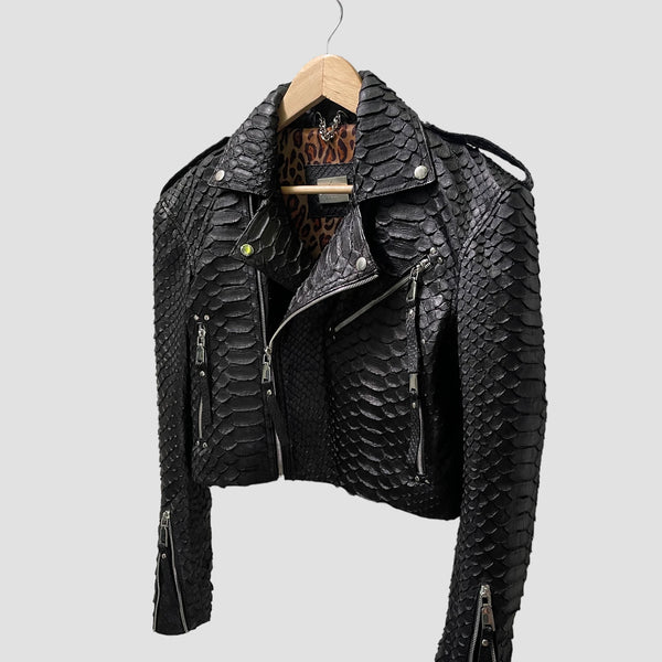 KING PYTHON LEATHER BIKER JACKET