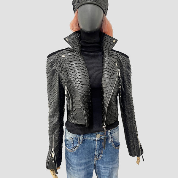 KING PYTHON LEATHER BIKER JACKET