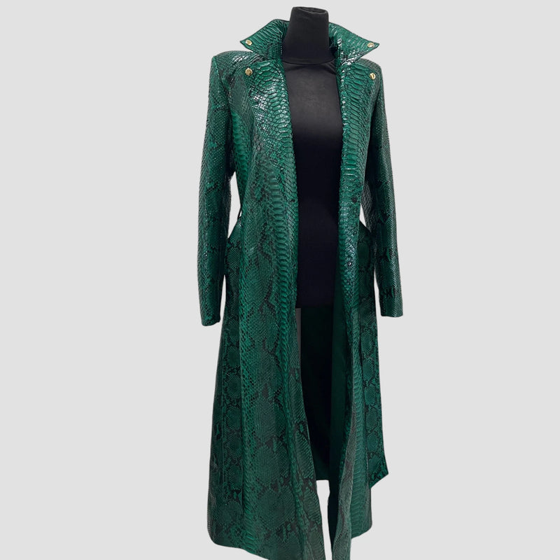 Python leather coat