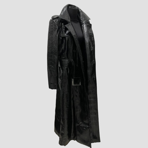 PYTHON LEATHER TRENCH COAT