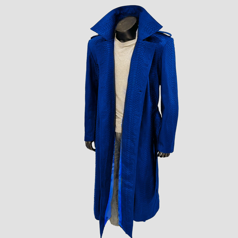 Python leather trench coat