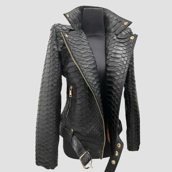 KING PYTHON LEATHER BIKER JACKET