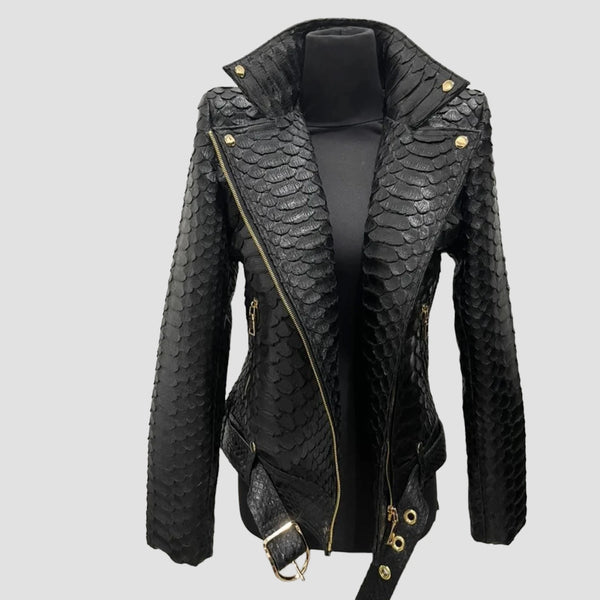 KING PYTHON LEATHER BIKER JACKET