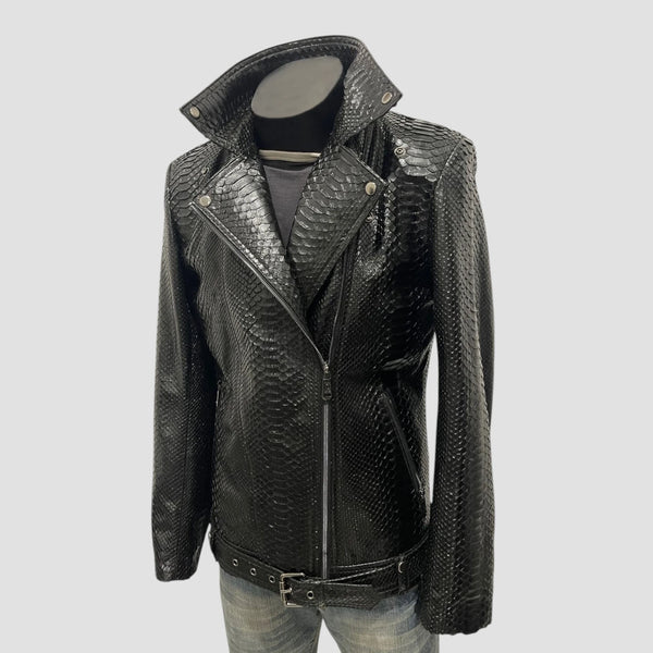 PYTHON LEATHER BIKER JACKET