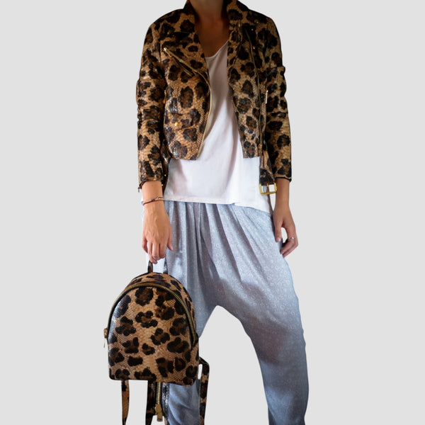PYTHON LEATHER BIKER JACKET