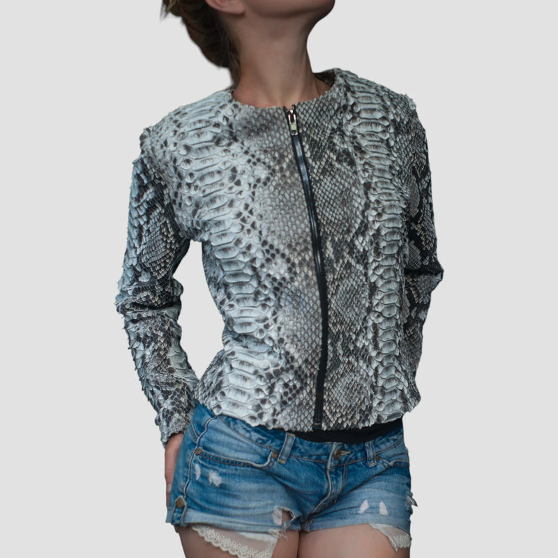 King python leather biker jacket