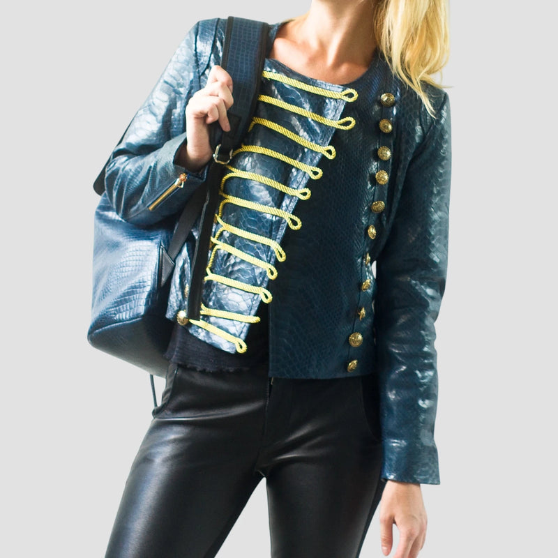 Python leather jacket