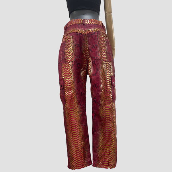 PYTHON LEATHER PANTS