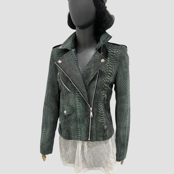PYTHON LEATHER BIKER JACKET