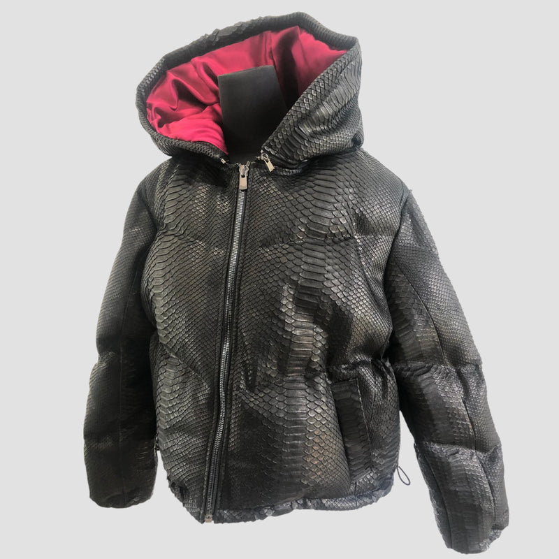 Duck down python leather jacket